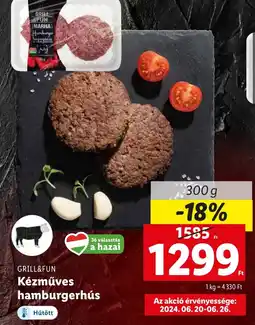 Lidl GRILL&FUN Kézműves hamburgerhús 300g ajánlat