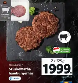Lidl FALUVÉGI HÚS Szürkemarha hamburgerhús 2x125g ajánlat