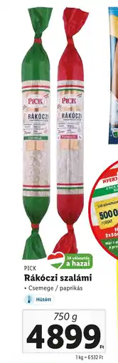 Lidl PICK Rákóczi szalámi 750g ajánlat