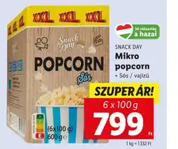 Lidl SNACK DAY Mikro popcorn 6x100g ajánlat