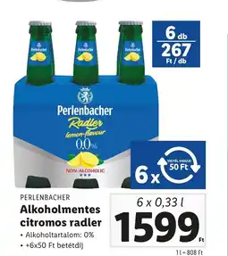 Lidl PERLENBACHER Alkoholmentes citromos radler 6x0,33l ajánlat