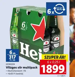 Lidl HEINEKEN Világos sör multipack 6x0,25l ajánlat