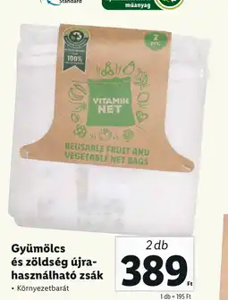 Lidl Gyümölcs és zöldség újra- használható zsák 2db ajánlat