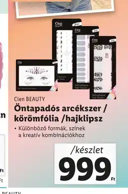 Lidl Cien BEAUTY Öntapadós arcékszer / körömfólia/hajklipsz készlet ajánlat