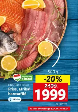 Lidl FRESH FISH TODAY Friss, afrikai harcsafilé 500g ajánlat