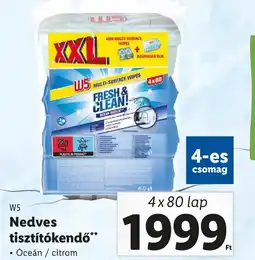 Lidl W5 Nedves tisztítókendő 4x80 lap ajánlat