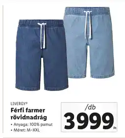 Lidl LIVERGY® Férfi farmer rövidnadrág 1db ajánlat