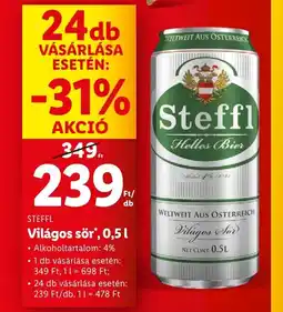 Lidl STEFFL Világos sör 0,5l ajánlat