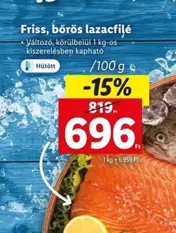 Lidl Friss, bőrös lazacfilé 100g ajánlat