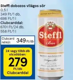 Tesco Steffl dobozos világos sör 0,5l ajánlat
