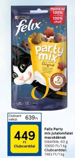 Tesco Felix Party mix jutalomfalat macskáknak 60 g ajánlat