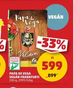 PENNY PAPA DE VEGA VEGÁN FRANKFURTI 200 g ajánlat