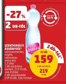 PENNY SZENTKIRÁLYI ÁSVÁNYVÍZ 1,5l ajánlat