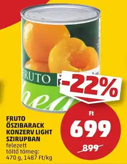 PENNY FRUTO ŐSZIBARACK KONZERV LIGHT SZIRUPBAN 470g ajánlat