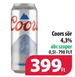 Coop Coors sör 4,3% abc szuper 0,5l ajánlat