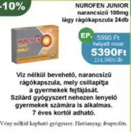 PatikaPlus NUROFEN JUNIOR narancsizu 100mg lágy rágókapszula ajánlat