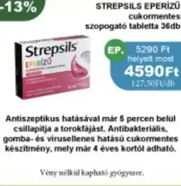 PatikaPlus STREPSILS EPERİZÜ cukormentes szopogató tabletta ajánlat