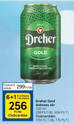 Tesco Dreher Gold dobozos sör 330ml ajánlat