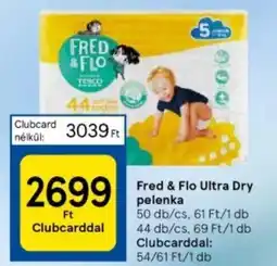 Tesco Fred & Flo Ultra Dry pelenka 50 db/cs / 44 db/cs, ajánlat