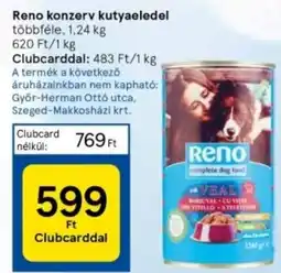 Tesco Reno konzerv kutyaeledel többféle, 1,24 kg ajánlat