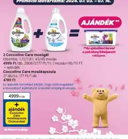 Tesco 2 Coccolino Care mosógél többféle, 1,72/1,8l + Coccolino Care mosókapszula 27 db/cs ajánlat