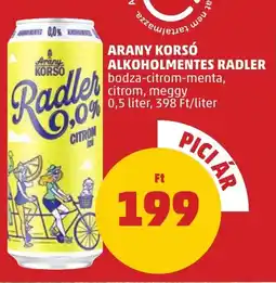 PENNY ARANY KORSÓ ALKOHOLMENTES RADLER 0,5 liter ajánlat
