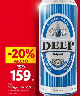 Lidl DEEP Világos sör, 0,5 l ajánlat