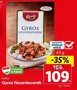 Lidl KANIA Gyros fűszerkeverék 40g ajánlat
