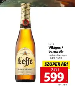 Lidl LEFFE Világos / barna sör 0,33 l ajánlat