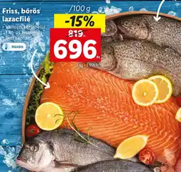 Lidl Friss, bőrös lazacfilé 100g ajánlat