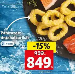 Lidl Panírozott tintahalkarikák 220g ajánlat