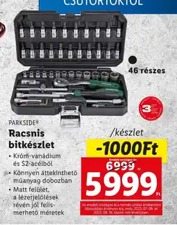 Lidl PARKSIDE® Racsnis bitkészlet /készlet ajánlat