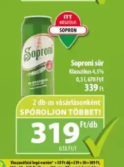 Coop Soproni sör 0,5l ajánlat