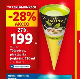 Lidl BALLINO Tölcséres, pisztáciás jégkrém, 120 ml ajánlat