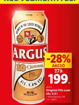 Lidl ARGUS Original Pils cseh sör, 0,5 l ajánlat