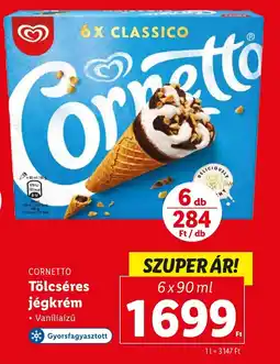 Lidl CORNETTO Tölcséres jégkrém 6x90ml ajánlat
