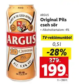Lidl ARGUS Original Pils cseh sör 0,5 l ajánlat