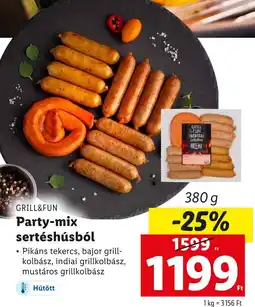 Lidl GRILL&FUN Party-mix sertéshúsból 380g ajánlat