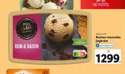 Lidl BON GELATI Rumos-mazsolás jégkrém 1l ajánlat