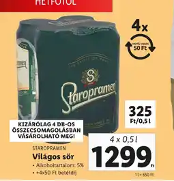 Lidl STAROPRAMEN Világos sör 4x0,5l ajánlat