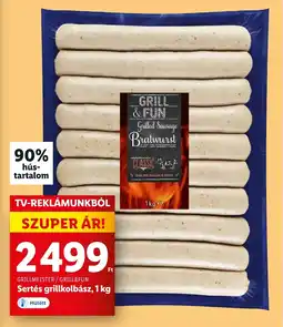 Lidl GRILLMEISTER/ GRILL&FUN Sertés grillkolbász, 1 kg ajánlat