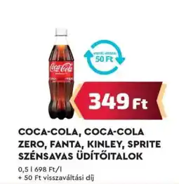 Príma COCA-COLA, COCA-COLA ZERO, FANTA, KINLEY, SPRITE SZÉNSAVAS ÜDÍTŐITALOK 0,5l ajánlat