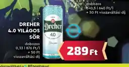 DREHER 4.0 VILÁGOS SÖR 0,33l
