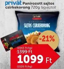 PRIVÁT Panírozott sajtos csirkekorong 720g ajánlat