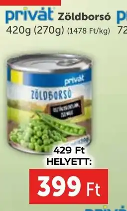 PRIVÁT Zöldborsó 420g ajánlat