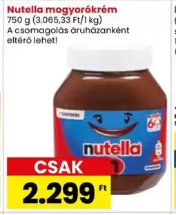 Spar Nutella mogyorókrém 750 g ajánlat