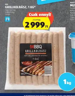 ALDI BBQ GRILLKOLBÁSZ, 1 kg ajánlat