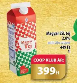 Coop Magyar ESL tej 1l ajánlat