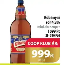 Coop Kőbányai sör 4,3% 2l ajánlat