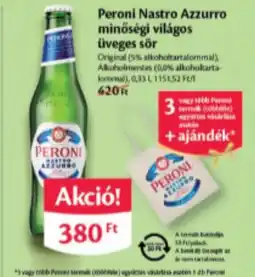 EcoFamily Peroni Nastro Azzurro minőségi világos üveges sör 0,33l ajánlat